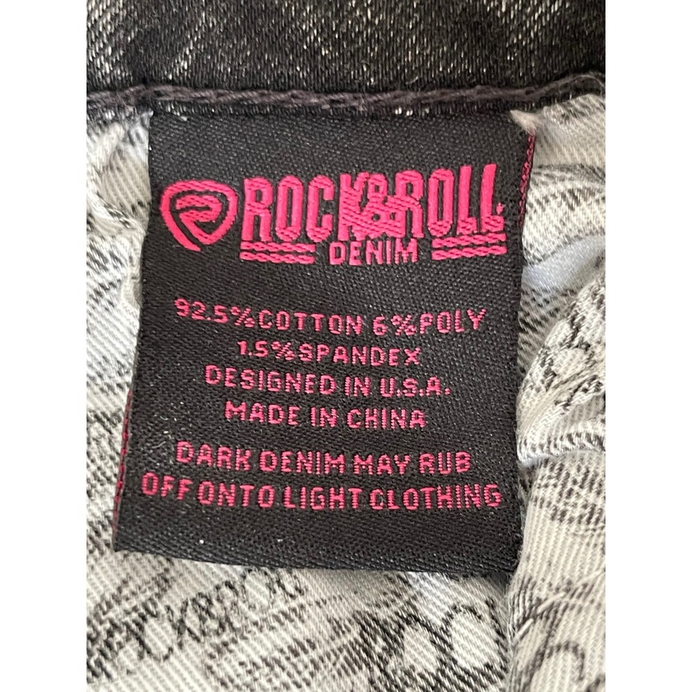 Rock & Roll Denim Bell Bottom Jeans Womens 26 Black Excellent High Rise Flare - Picture 6 of 15
